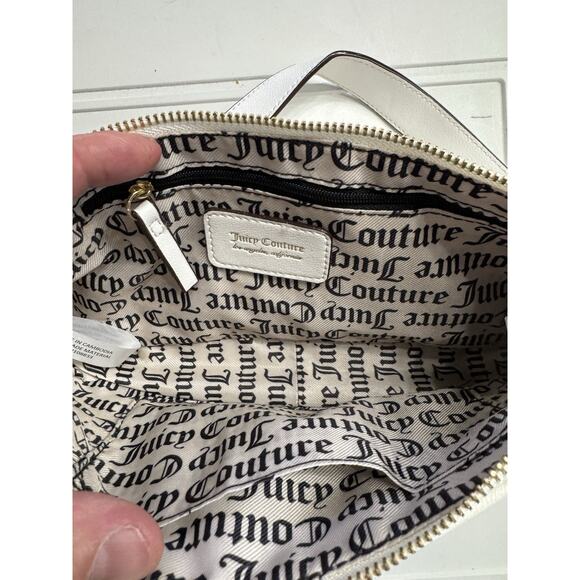 Juicy Couture White Shoulder Bag Debossed Embossed Vegan Leather Purse NWT $118 - Picture 4 of 7